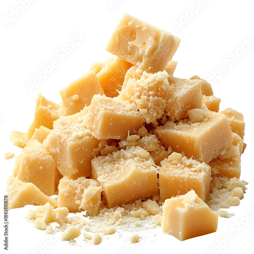 Piled cheese cubes food photography dairy product closeup