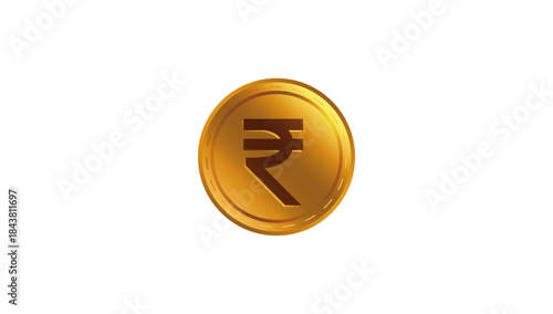 Gold Coin With Rupees Symbol