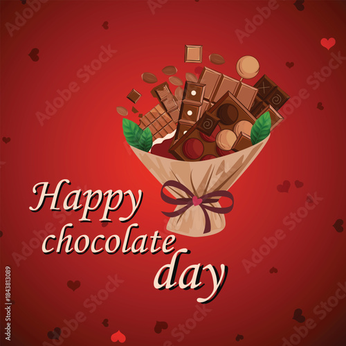 Happy Chocolate Day Bouquet with Assorted Sweets