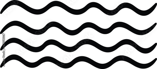 Wave pattern icon illustration, water flow and ripple symbol, abstract motion lines flat design isolated on white background