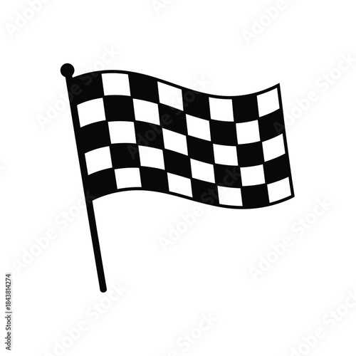 A waving black and white checkered flag signifying victory or completion