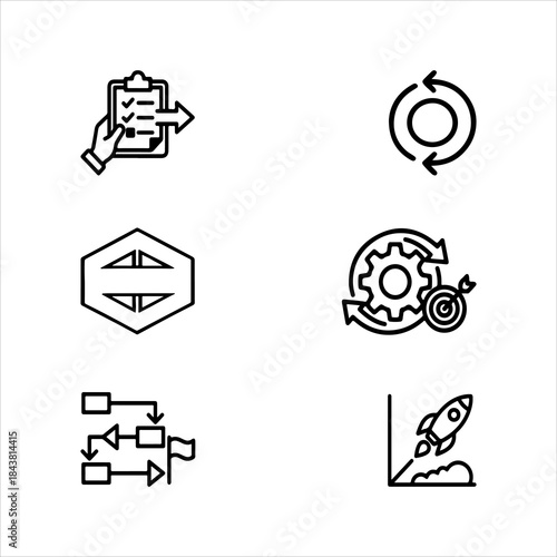 A Strategic Dynamic Action Plan Icon Symbol, Showcasing Execution and Implementation in a Flat Design Minimalist Vector for Business Project Success Management Goal Timeline.
