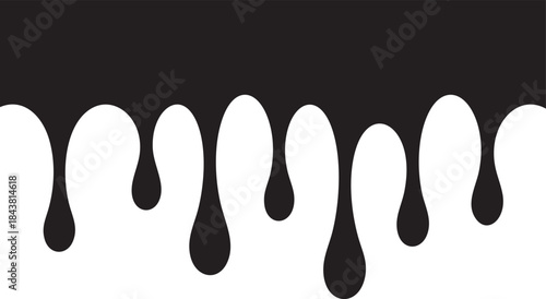 Black paint dripping down a white background creates a striking contrast, forming an abstract and artistic visual that captivates with its boldness and fluidity