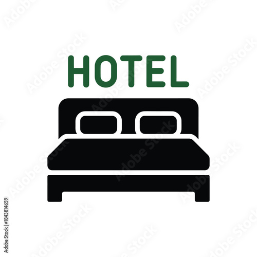 Hotel icon displaying a bed representing lodging and accommodation services