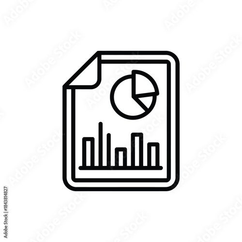 Document with chart and graph illustration simple line icon design