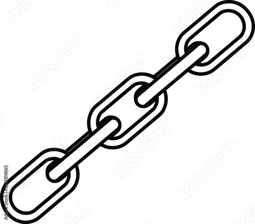 Chain link icon illustration, connection strength symbol, metal security linkage flat design isolated on white background for industrial concept