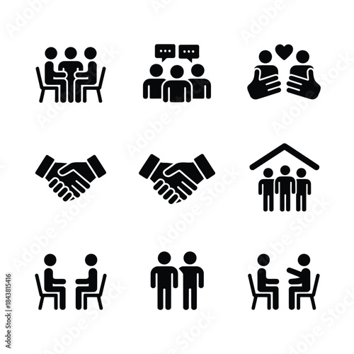 Diverse group of people icons representing cooperation connection and teamwork