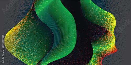 Stylish line art background. Line waves created using the blend tool. Abstract wave elements. Digital frequency track equalizer. Vector illustration.