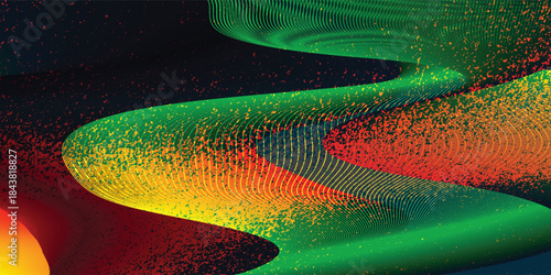 Stylish line art background. Line waves created using the blend tool. Abstract wave elements. Digital frequency track equalizer. Vector illustration.