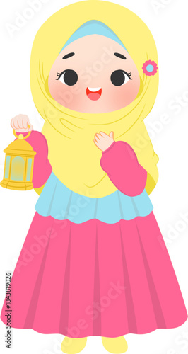 Muslim girl with lantern 