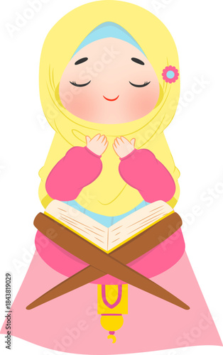little girl reading Quran