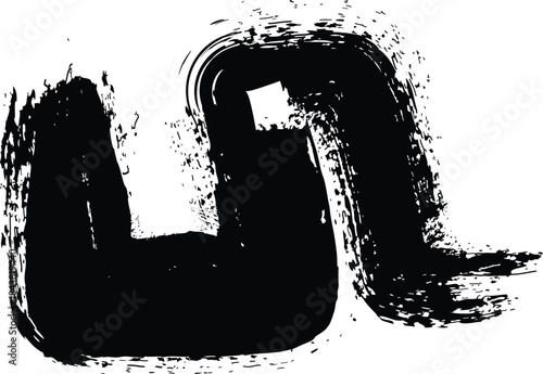 Abstract brush stroke art with black and white colors