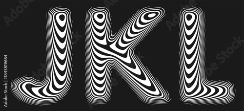 Set of stylized alphabet with smooth reflective lines creates illusion of perfectly polished surface. Letters shaped by soft continuous lines follow the gentle curvature like liquid reflection. Vector