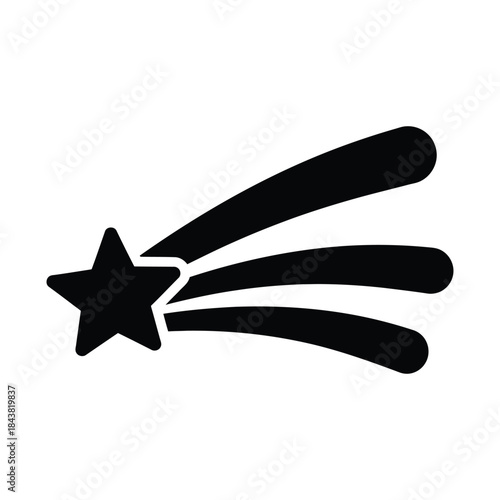 Shooting Star Black Silhouette Magic Sky Icon
