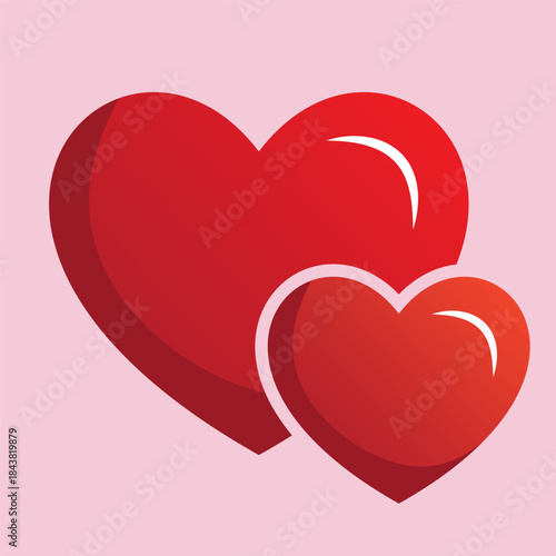 red love and heart symbol for romance and affection
