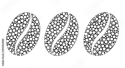 Abstract geometric patterned coffee beans in black and white design