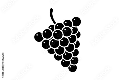 Silhouette of a grape cluster on white background for fresh produce design