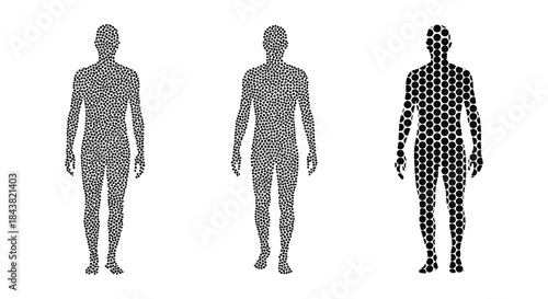 Abstract human figures with dot patterns in silhouette style