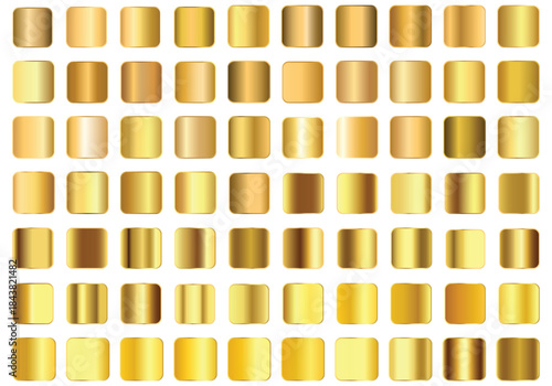 Luxury gradient gold Foil Background Set, Metallic Gold Chrome color foil texture vector golden, 
Shiny Metal Texture Gradient Vector Design template