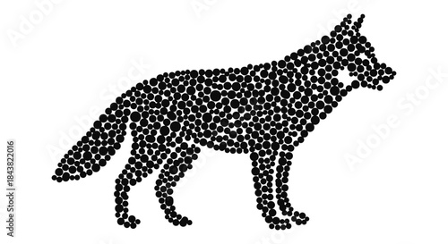 Creative dot art canine silhouette in abstract design