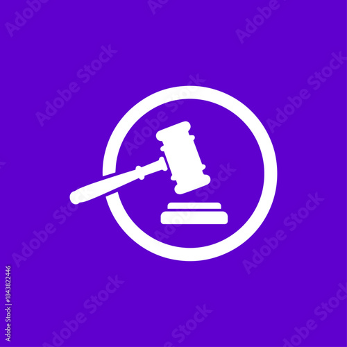 Justice, Gavel, Court icon logo flat vector design
