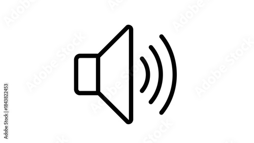 Sound Icon: Depicting a minimalist sound icon, representing audio and multimedia. This image serves as a universal symbol, suggesting sound, volume, and audible content.