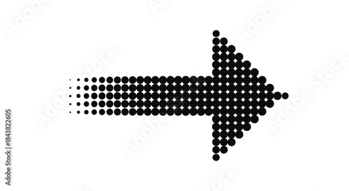 Dynamic halftone dotted arrow symbolizing forward progression