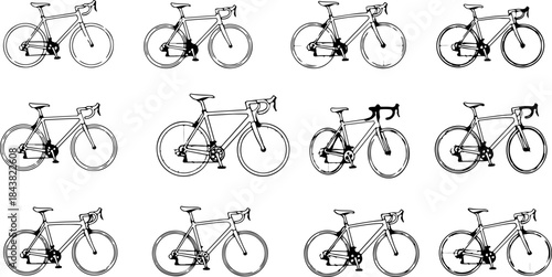 Cyclist Silhouette Action Poses Collection Set
