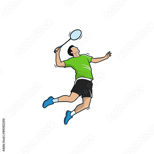Badminton player icon logo flat vector design