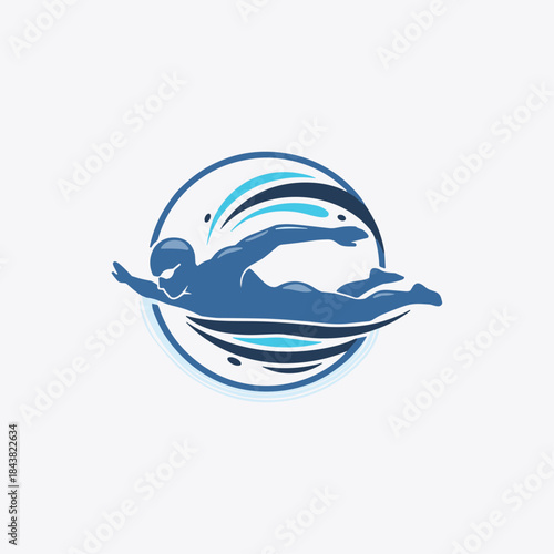 Professional Swimmer icon logo flat vector design