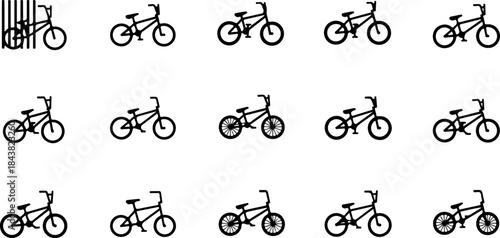 Cyclist Silhouette Action Poses Collection Set