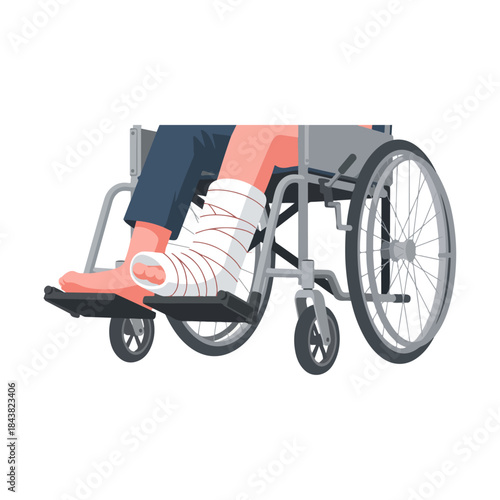 Person in Wheelchair with Leg Cast Resting.
