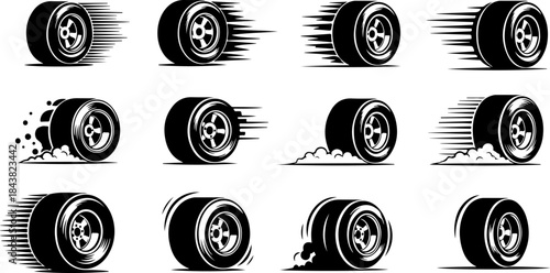Black and White Sports Car Illustration Collection