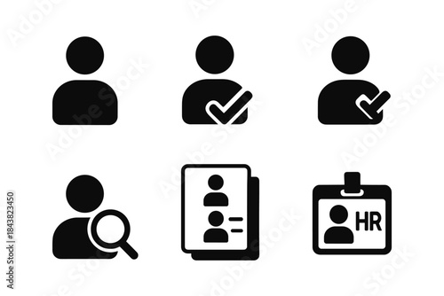Human resources and profile icons: silhouette style for digital applications