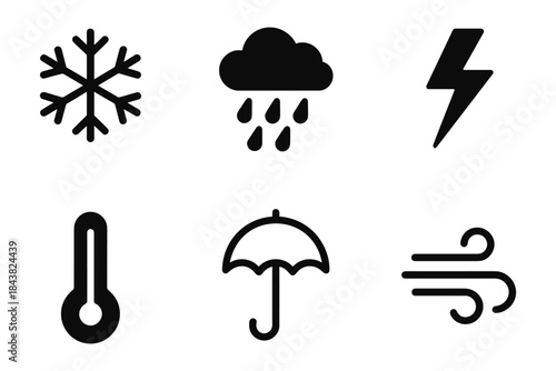Weather icons collection: sleek symbols of nature's elements