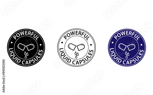 Powerful liquid capsules logo variations