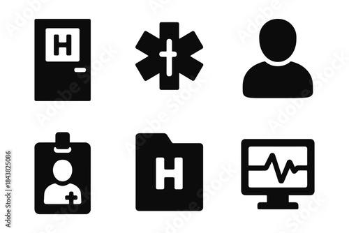 Healthcare symbols collection: medical icons in silhouette