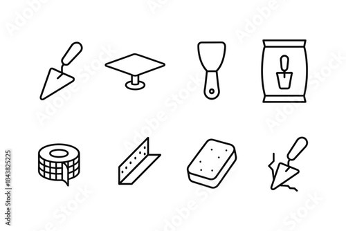 Construction tools set: minimalist icons for building and repair