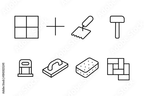 Essential tools and materials for tile installation in modern line art