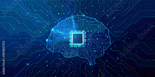 A digital brain neural network connections and artificial intelligence concept