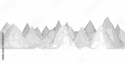Abstract polygonal landscape a minimalist white geometric mountain range design
