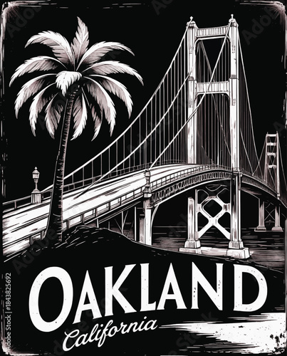 Oakland California Vector Travel T-shirt Design