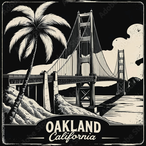 Oakland California Vector Travel T-shirt Design