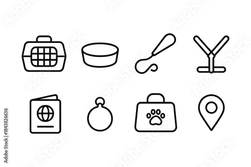 Essential pet care icons set with linear design for modern animal lovers