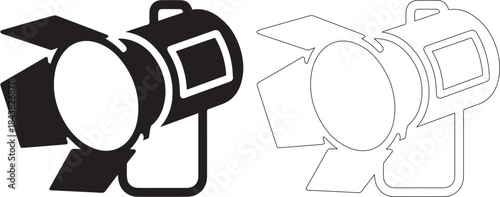 Vector illustration of a black and white camera