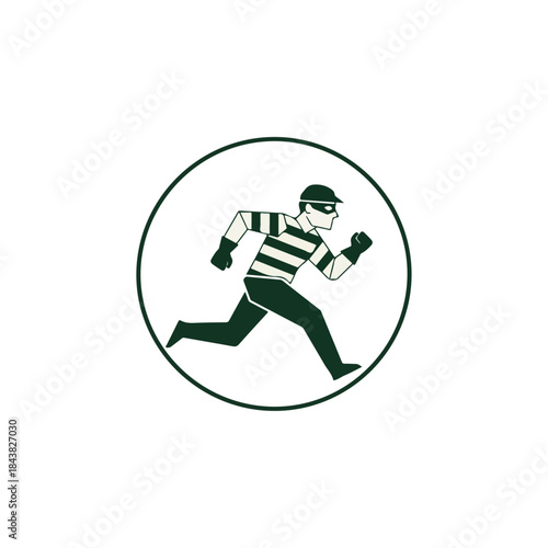 Robber running with bag of loot illustration.