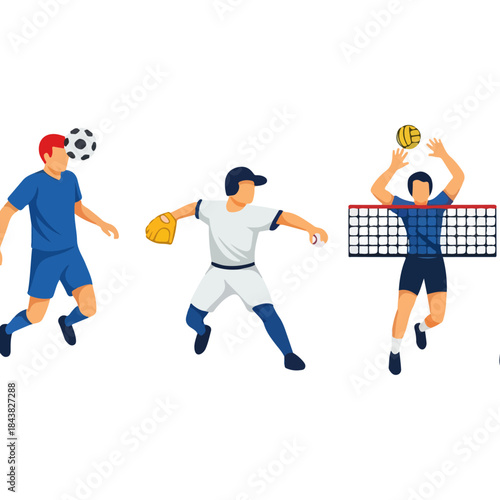 Diverse Athletes Engaged in Different Sports Activities.