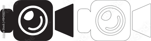 Black and white camera icons on isolated