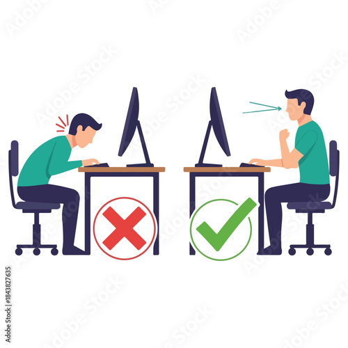 Two Office Workers At Desks Using Computers.