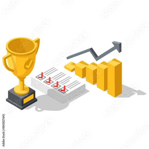 Gold Trophy Award Symbol Of Achievement Victory.